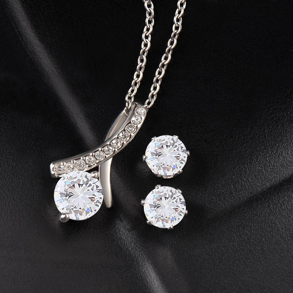 To My Beautiful Wife | Alluring Beauty Necklace and Cubic Zirconia Earring Set