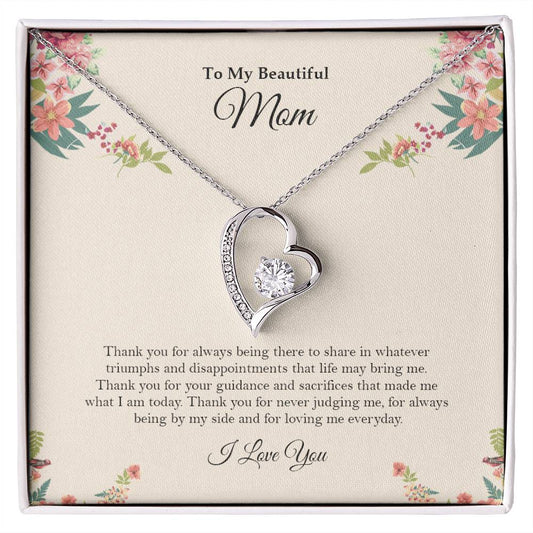 To My Beautiful Mom | I Love You - Forever Love Necklace